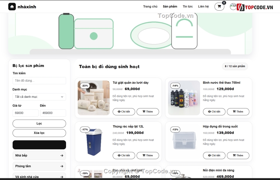 website,web bán đồ dùng,đồ án website